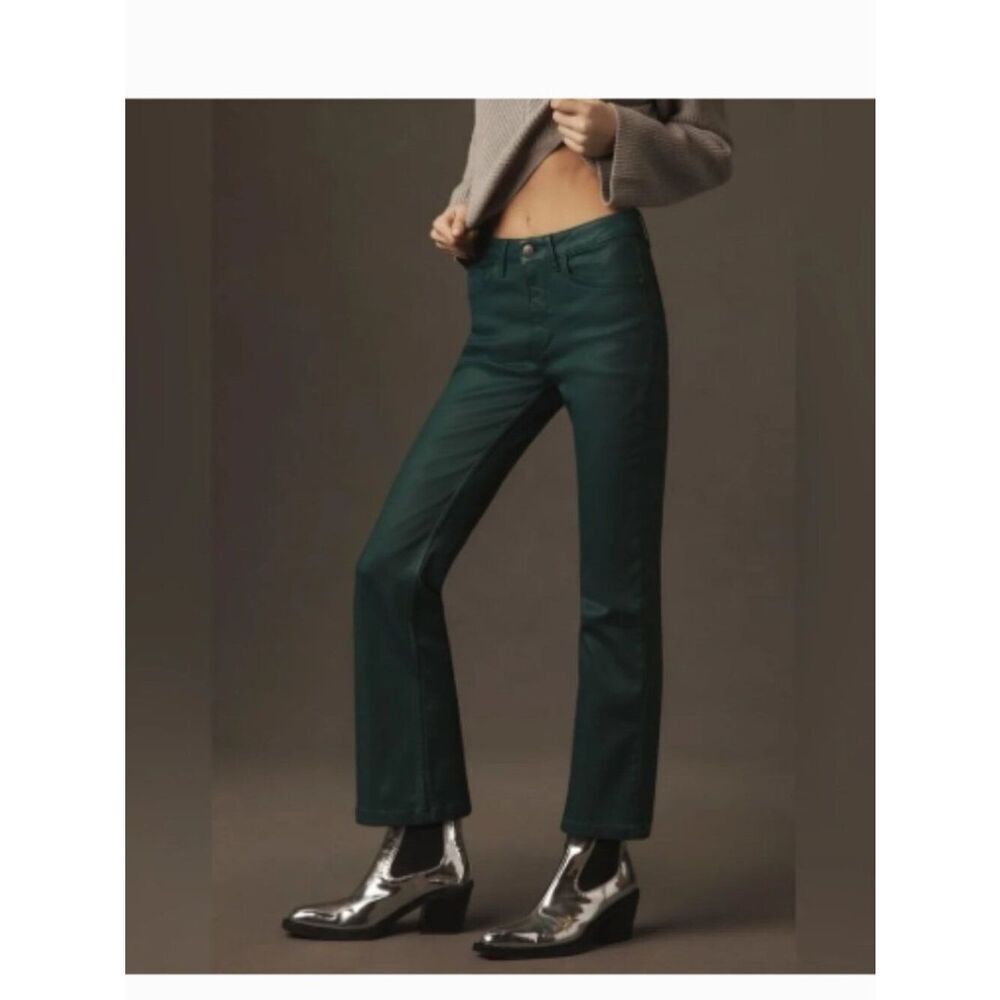 Like New! Anthropologie Pilcro The Yaya Coated Mid-Rise Crop Flare Jeans 27